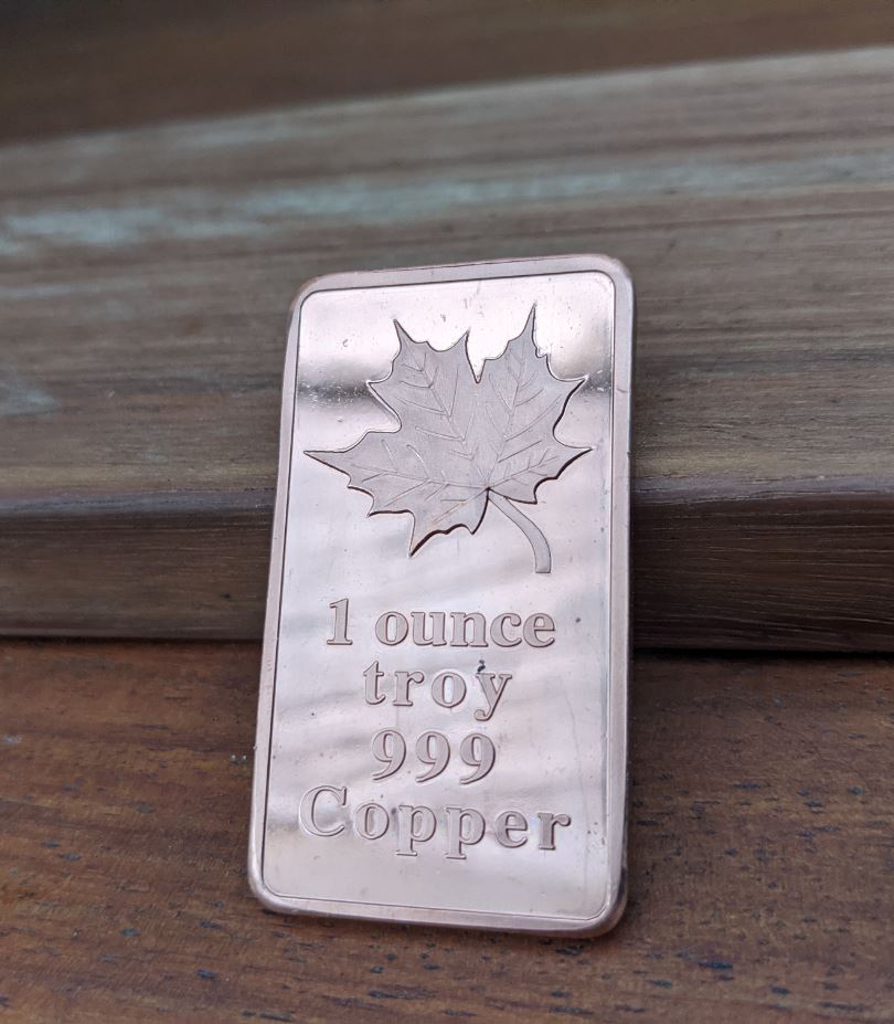 10 Ounce Copper Ingot - Canadian Maple Leaf Copper Bar - 155.5g+